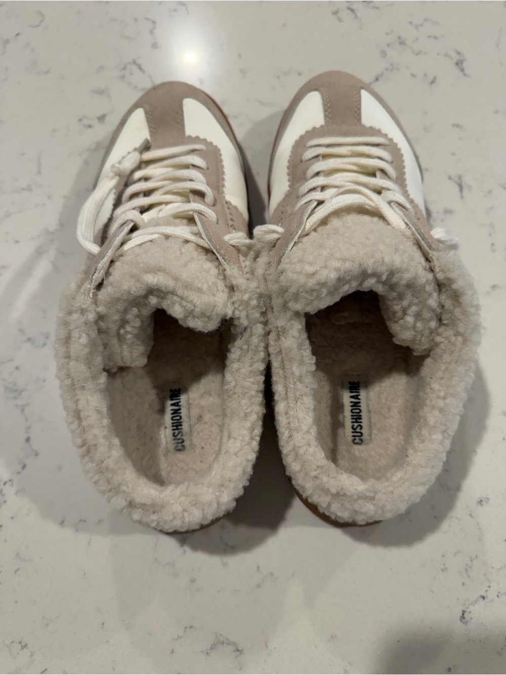 Cushionaire Women's White & Beige Sherpa-Lined Sneaker Mule - Picture 3 of 7